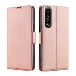 For Sony Xperia 1 III Ultra-thin Voltage Side Buckle PU + TPU Horizontal Flip Leather Case with Holder & Card Slot(Rose Gold)