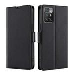 For Xiaomi Redmi 10 Ultra-thin Voltage Side Buckle PU + TPU Horizontal Flip Leather Case with Holder & Card Slot(Black)