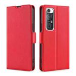 For Xiaomi Mi 10S Ultra-thin Voltage Side Buckle PU + TPU Horizontal Flip Leather Case with Holder & Card Slot(Red)