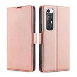 For Xiaomi Mi 10S Ultra-thin Voltage Side Buckle PU + TPU Horizontal Flip Leather Case with Holder & Card Slot(Rose Gold)