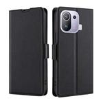 For Xiaomi Mi 11 Pro Ultra-thin Voltage Side Buckle PU + TPU Horizontal Flip Leather Case with Holder & Card Slot(Black)
