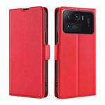 For Xiaomi Mi 11 Ultra Ultra-thin Voltage Side Buckle PU + TPU Horizontal Flip Leather Case with Holder & Card Slot(Red)