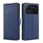 For Xiaomi Mi 11 Ultra Ultra-thin Voltage Side Buckle PU + TPU Horizontal Flip Leather Case with Holder & Card Slot(Blue)