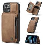 CaseMe C20 Multifunctional PC + TPU Protective Case with Holder & Card Slot & Wallet For iPhone 13 mini(Brown)