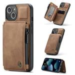 CaseMe C20 Multifunctional PC + TPU Protective Case with Holder & Card Slot & Wallet For iPhone 13(Brown)