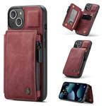 For iPhone 13 CaseMe C20 Multifunctional PC + TPU Protective Case with Holder & Card Slot & Wallet(Red)