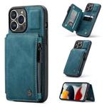 For iPhone 13 Pro Max CaseMe C20 Multifunctional PC + TPU Protective Case with Holder & Card Slot & Wallet (Blue)