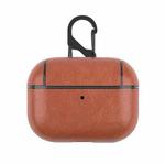 For Apple AirPods Pro Wireless Earphone Protective Leather Case with Hook(Brown)