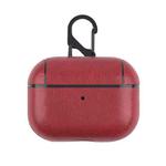 For Apple AirPods Pro Wireless Earphone Protective Leather Case with Hook(Red)