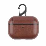 For Apple AirPods Pro Wireless Earphone Protective Leather Case with Hook(Dark Brown)