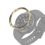 For Samsung Galaxy Watch4 Classic 46mm Smart Watch Steel Bezel Ring, E Version(Gold Ring Black Letter)