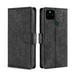 For Google Pixel 5A Skin Feel Crocodile Texture Magnetic Clasp Horizontal Flip PU Leather Case with Holder & Card Slots & Wallet(Black)
