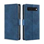 For Google Pixel 6 Skin Feel Crocodile Texture Magnetic Clasp Horizontal Flip PU Leather Case with Holder & Card Slots & Wallet(Blue)