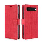 For Google Pixel 6 Skin Feel Crocodile Texture Magnetic Clasp Horizontal Flip PU Leather Case with Holder & Card Slots & Wallet(Red)