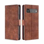For Google Pixel 6 Pro Skin Feel Crocodile Texture Magnetic Clasp Horizontal Flip PU Leather Case with Holder & Card Slots & Wallet(Brown)