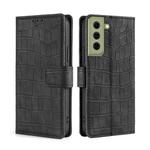 For Samsung Galaxy S21 FE 5G Skin Feel Crocodile Texture Magnetic Clasp Horizontal Flip PU Leather Case with Holder & Card Slots & Wallet(Black)