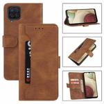 For Samsung Galaxy A12 Reverse Buckle Horizontal Flip PU Leather Case with Holder & Card Slot & Wallet(Brown)