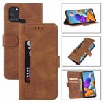 For Samsung Galaxy A21s Reverse Buckle Horizontal Flip PU Leather Case with Holder & Card Slot & Wallet(Brown)