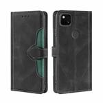 For Google Pixel 4a Skin Feel Straw Hat Magnetic Buckle Horizontal Flip Leather Case with Holder & Card Slots & Wallet(Black)