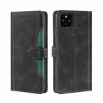 For Google Pixel 5 XL / Pixel 4a 5G Skin Feel Straw Hat Magnetic Buckle Horizontal Flip Leather Case with Holder & Card Slots & Wallet(Black)