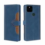 For Google Pixel 5a 5G Skin Feel Straw Hat Magnetic Buckle Horizontal Flip Leather Case with Holder & Card Slots & Wallet(Blue)