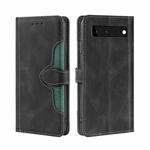 For Google Pixel 6 Skin Feel Straw Hat Magnetic Buckle Horizontal Flip Leather Case with Holder & Card Slots & Wallet(Black)