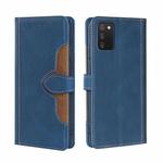 For Samsung Galaxy A03s (166.5mm) Skin Feel Straw Hat Magnetic Buckle Horizontal Flip PU Leather Case with Holder & Card Slots & Wallet(Blue)