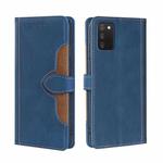 For Samsung Galaxy A03s (164.2mm) Skin Feel Straw Hat Magnetic Buckle Horizontal Flip PU Leather Case with Holder & Card Slots & Wallet(Blue)