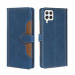 For Samsung Galaxy A22 4G Skin Feel Straw Hat Magnetic Buckle Horizontal Flip PU Leather Case with Holder & Card Slots & Wallet(Blue)