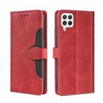 For Samsung Galaxy A22 4G Skin Feel Straw Hat Magnetic Buckle Horizontal Flip PU Leather Case with Holder & Card Slots & Wallet(Red)