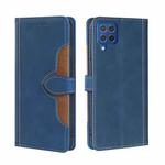 For Samsung Galaxy F62 / M62 Skin Feel Straw Hat Magnetic Buckle Horizontal Flip PU Leather Case with Holder & Card Slots & Wallet(Blue)