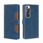 For Xiaomi Mi 10S Skin Feel Straw Hat Magnetic Buckle Horizontal Flip PU Leather Case with Holder & Card Slots & Wallet(Blue)