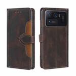 For Xiaomi Mi 11 Ultra Skin Feel Straw Hat Magnetic Buckle Horizontal Flip PU Leather Case with Holder & Card Slots & Wallet(Brown)