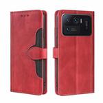 For Xiaomi Mi 11 Ultra Skin Feel Straw Hat Magnetic Buckle Horizontal Flip PU Leather Case with Holder & Card Slots & Wallet(Red)