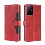 For Xiaomi Mi 11T Skin Feel Straw Hat Magnetic Buckle Horizontal Flip PU Leather Case with Holder & Card Slots & Wallet(Red)