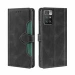 For Xiaomi Redmi 10 Skin Feel Straw Hat Magnetic Buckle Horizontal Flip PU Leather Case with Holder & Card Slots & Wallet(Black)