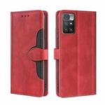 For Xiaomi Redmi 10 Skin Feel Straw Hat Magnetic Buckle Horizontal Flip PU Leather Case with Holder & Card Slots & Wallet(Red)