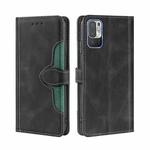 For Xiaomi Redmi Note 10 5G / Poco M3 Pro 5G Skin Feel Straw Hat Magnetic Buckle Horizontal Flip PU Leather Case with Holder & Card Slots & Wallet(Black)