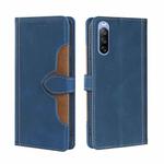 For Sony Xperia 10 III Skin Feel Straw Hat Magnetic Buckle Horizontal Flip PU Leather Case with Holder & Card Slots & Wallet(Blue)