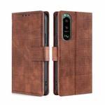 For Sony Xperia 5 III Skin Feel Crocodile Texture Magnetic Clasp Horizontal Flip PU Leather Case with Holder & Card Slots & Wallet(Brown)