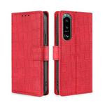 For Sony Xperia 5 III Skin Feel Crocodile Texture Magnetic Clasp Horizontal Flip PU Leather Case with Holder & Card Slots & Wallet(Red)