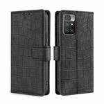 For Xiaomi Redmi 10 Skin Feel Crocodile Texture Magnetic Clasp Horizontal Flip PU Leather Case with Holder & Card Slots & Wallet(Black)