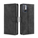 For Xiaomi Poco M3 Pro 5G Skin Feel Crocodile Texture Magnetic Clasp Horizontal Flip PU Leather Case with Holder & Card Slots & Wallet(Black)