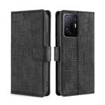 For Xiaomi Mi 11T Skin Feel Crocodile Texture Magnetic Clasp Horizontal Flip PU Leather Case with Holder & Card Slots & Wallet(Black)