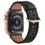 Round Buckle Leather Watch Band For Apple Watch Series 8&7 41mm / SE 2&6&SE&5&4 40mm / 3&2&1 38mm(Black)