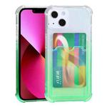 For iPhone 13 Gradient Anti-fall Mobile Phone Protective Case with Card Holder(Green)