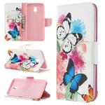 For Xiaomi Redmi 8A Colored Drawing Pattern Horizontal Flip PU Leather Case with Holder & Card Slots & Wallet(Two Butterflies)