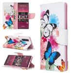 For Sony Xperia 5 / XZ5 Colored Drawing Pattern Horizontal Flip PU Leather Case with Holder & Card Slots & Wallet(Two Butterflies)
