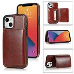 For iPhone 13 mini Shockproof PU + TPU Protective Case with Card Slots & Holder (Brown)