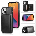 For iPhone 13 Shockproof PU + TPU Protective Case with Card Slots & Holder(Black)